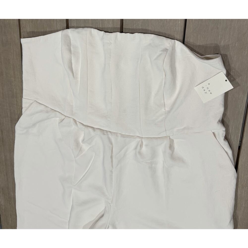 A New Day Strapless Cream Jumpsuit Plus Size 3X Wide Leg Silhouette Boho Coastal - Picture 5 of 12